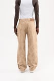 Erkek Yıpranmış Desenli Baggy Jean Pantolon Bej