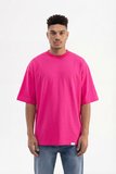Erkek Basic Super Pamuklu Oversize Tişört Fuşya