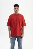 Erkek Basic Pamuklu Super Oversize Tişört Kiremit