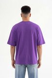 Erkek Basic Pamuklu Super Oversize Tişört Açık Mor