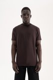 Erkek Stylish Basic Oversize Modal Tişört Koyu Kahverengi
