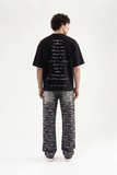 Erkek Upside-Down Baskılı Oversize Tişört Siyah