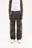 Erkek Etnik Desenli Jakarlı Baggy Jean Pantolon Siyah
