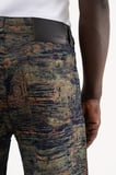 Erkek Etnik Desenli Jakarlı Baggy Jean Pantolon Siyah