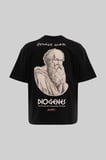Erkek Diogenes Design Oversize Tişört Siyah