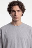 Erkek Basic Pamuklu Crop Oversize Tişört Gri Melanj