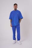 Erkek Yıkamalı Basic Oversize Tişört Açık Mavi Efektli