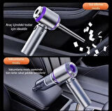 HARVOX Araç İçi Kablosuz Şarjlı Mini Süpürge ve Üfleme Fan