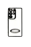Samsung Galaxy S25 Ultra Metal Çerçeveli Şeffaf Kılıf  Siyah