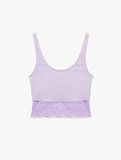 Pamuklu Slim Fit Dantel Detaylı Kalın Askılı Crop Bluz