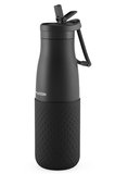 Puccon 500 ml Pipetli Siyah Çelik Matara/Termos - Silikon Gövdeli (Plus) - 50011