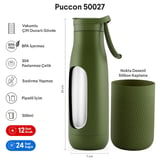 Puccon Haki 500 ml Çelik Okul Matarası - Silikon Gövdeli (Nokta) Çelik Termos - 50027