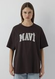 Mavi Logo Baskılı Kahverengi Tişört 1600843-70240