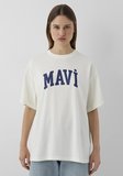 Mavi Logo Baskılı Ekru Tişört 1600843-82127