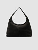 %100 Deri Süet Çıkarılabilir Askılı Siyah Kadın Omuz Çantası