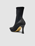  Streç Siyah Kadın Topuklu Bot