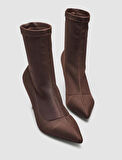 Streç Kahverengi Kadın Topuklu Bot