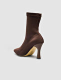  Streç Kahverengi Kadın Topuklu Bot