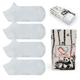 GOST LİRİA- Erkek Bambu  Beyaz Patik Çorap 4 lü Paket