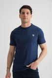 İndigo Shooter Erkek Pamuklu Esnek T-shirt  Standart Kalıp Minimal Logolu