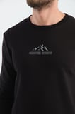 Siyah Erkek Üç İplik Sweatshirt Şardonsuz Pamuklu Regular Fit Bisiklet Yaka Spor Sweat Siyah L