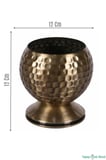 Yapay Çiçek Sitesi Metal Dekoratif Darbeli Küre Saksı 12 cm Bronz