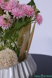 Yapay Çiçek Sitesi Gümüş Beton Saksıda Yapay Tomurcuklu Krizantem Tanzimi 28 cm Açık Pembe