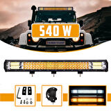 Off Road 3 Sıra 540W 5 modlu Modlu Led Lamba Beyaz Ve Turuncu 108 cm 3030 Cree Led