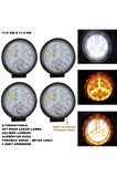 Off Road Oval Çalışma Lambası Turuncu Çakar Angel-beyaz Led 5 Fonksiyon 11,5x11,5 Cm 4 Adet-