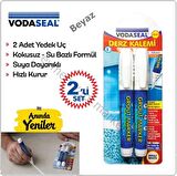 Vodaseal Fayans Derz Kalemi Yedek Uçlu Beyaz 2 li Set 