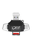 Card Reader Lightning Iphone + Microusb + Type-c Için Tf Ve Sd Kart Okuyucu
