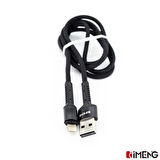 Global 3A UsbA to Lightning Pro Braided Data ve Hızlı Şarj Kablosu Siyah