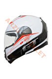 BEON- ÇENE AÇILIR VİZÖRLÜ KASK [B700] [BEYAZ-KIRMIZI] [L]
