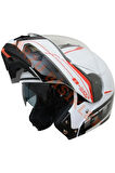 BEON- ÇENE AÇILIR VİZÖRLÜ KASK [B700] [BEYAZ-KIRMIZI] [L]