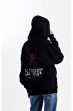 Unisex SPIRIT Baskı Kapşonlu Sweatshirt