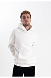 Beyaz Kapşonlu sweatshirt