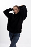 Siyah Kapşonlu sweatshirt