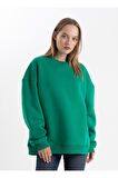 Unisex Yeşil Sweatshirt Oversize