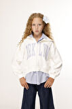 Jena Kız Çocuk Aplike Fermuarlı Sweatshirt 9-14 Yaş Ekru