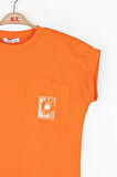 Nk Kız Çocuk Asimetrik Cepli Tshirt 8-14 Yaş Oranj