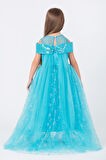 Pamina Kız Çocuk Elsa Elbise 3-7 Yaş Mavi