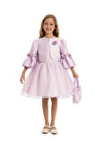 Pamina Kız Çocuk Bolero ve Çanta Elbise 3-7 Yaş Lila