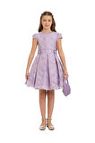 Pamina Kız Çocuk Şık Çantalı Elbise 8-14 Yaş Lila