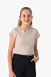 Dmb Kız Çocuk İkili Crop 9-14 Yaş Bej
