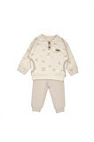 BabyCosy Erkek Bebek Baskılı Takım 3-24 Ay Krem