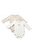 BabyCosy Bebek Çıtçıtlı 2'Li Uzun Kollu Badi 3-24 Ay Ekru