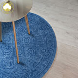 Alanur Aspendos Eskitme Hardal Cotton Yuvarlak Halı