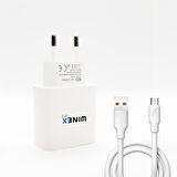 Global UsbA to Micro 18W Quick Charger 3.0 Ultra Hızlı Kablolu Ev Tipi Şarj Aleti Set