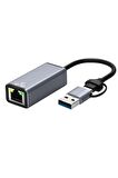 Global 2in1 USB ve Type-C to RJ45 Ethernet Adaptörü WNE0164