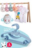 Sweet 6 Adet Mavi Bebek Elbise Askısı 30 Cm Fiyonklu Kelebek Bebek Çocuk Kıyafet Askısı